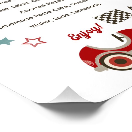 Race auto thema menu foto afdruk (Hoek)