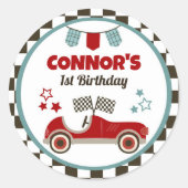 Race auto thema ronde sticker (Voorkant)