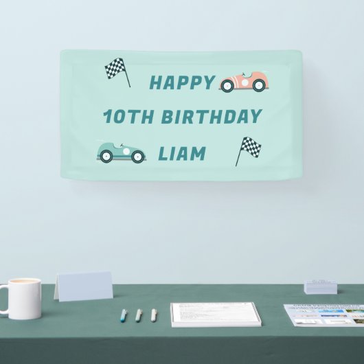 Race auto thema verjaardagsfeestbanner spandoek (Beurs)