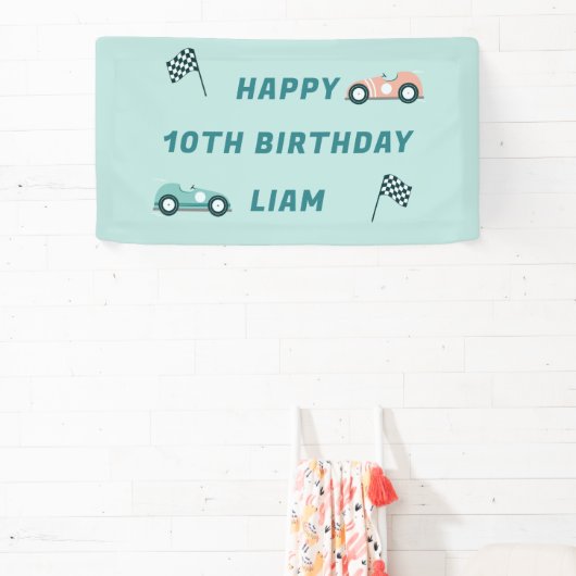 Race auto thema verjaardagsfeestbanner spandoek (Insitu)