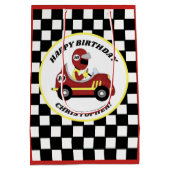 Race auto thema verjaardagsfeestje gepersonaliseer medium cadeauzakje (Achterkant)