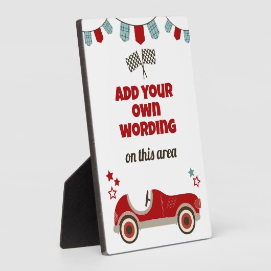 Race auto thema welkomstbord fotoplaat (Zijkant)