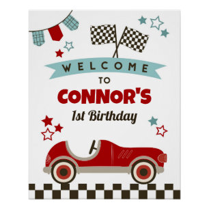 Race auto thema welkomstbord perfect poster