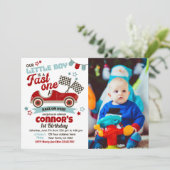 Race auto Theme Party uitnodiging voor 2e verjaard (Staand voorkant)