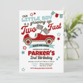 Race auto Theme Party uitnodiging voor 2e verjaard (Staand voorkant)