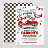 Race auto Theme Party uitnodiging voor 2e verjaard (Voorkant / Achterkant)