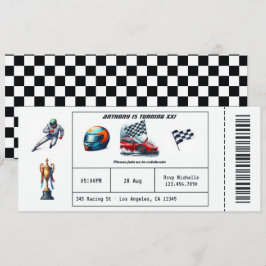 Race Auto Ticket Verjaardagsfeestje Kaart