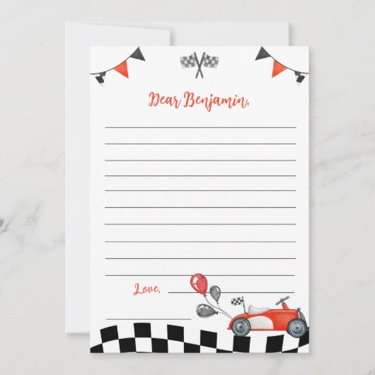  Race Auto Tijd Capsule Nota Bericht Kaart (Voorkant)