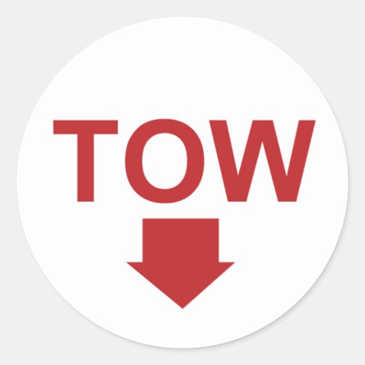 Race auto "TOW" Sticker Set met Pijl, Wit (Voorkant)