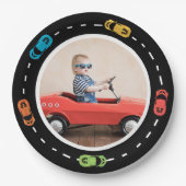 Race Auto Twee Fast Boys Verjaardag Fotopapier Bor Papieren Bordje (Voorkant)