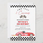 Race auto tweede verjaardag twee snel 2 nieuwsgier kaart (Voorkant)