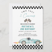 Race auto tweede verjaardag twee snel 2 nieuwsgier kaart (Voorkant)