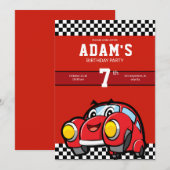 Race auto uitnodiging Cool Kids Verjaardag uitnodi (Voorkant / Achterkant)