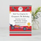 Race auto verjaardag, 7e verjaardag uitnodiging (Staand voorkant)