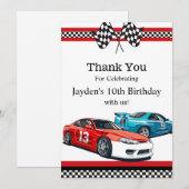 Race auto verjaardag, dank je save the date (Voorkant / Achterkant)