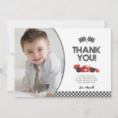 Race auto Verjaardag Dank u kaart met foto (Voorkant)
