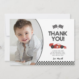 Race auto Verjaardag Dank u kaart met foto