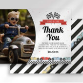 Race auto Verjaardag Dank u kaart met foto