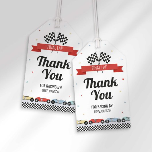 Race Auto Verjaardag Favor Tag Cadeaulabel