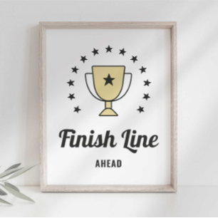 Race Auto Verjaardag Finish Line Sign Poster