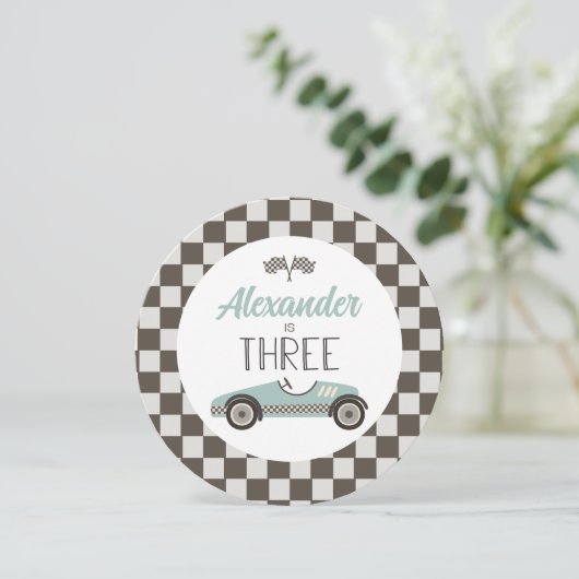  Race auto verjaardag oplader bord insert Kaart (Staand voorkant)