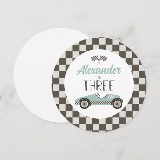 Race auto verjaardag oplader bord insert Kaart (Voorkant / Achterkant)