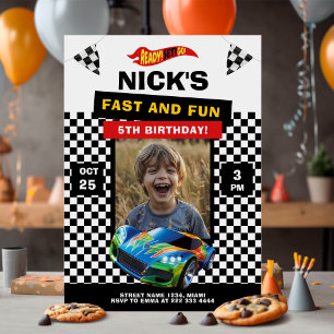 Race Auto Verjaardag Party Fotokaart Kaart