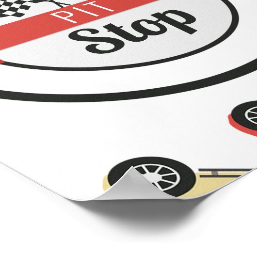 Race Auto Verjaardag Pit Stop Sign Poster (Hoek)