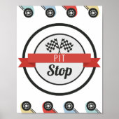 Race Auto Verjaardag Pit Stop Sign Poster (Voorkant)