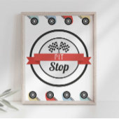 Race Auto Verjaardag Pit Stop Sign Poster