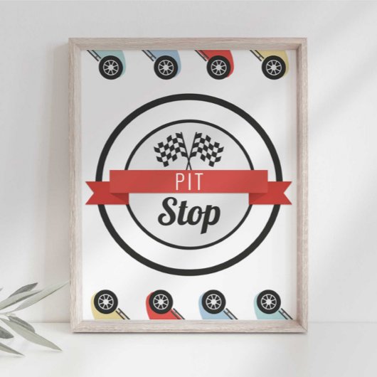 Race Auto Verjaardag Pit Stop Sign Poster