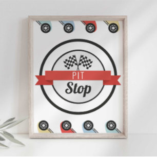 Race Auto Verjaardag Pitstop Bord Poster