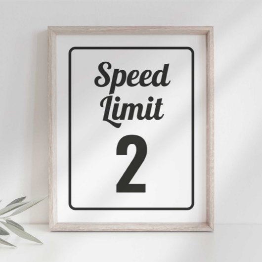 Race Auto Verjaardag Snelheidslimiet Bord Poster