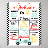 Race Auto Verjaardag Thema Milestone Grafiek Poste