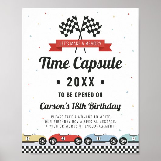 Race Auto Verjaardag Tijd Capsule Teken Poster (Voorkant)