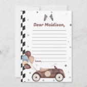 Race Auto Verjaardag Tijdcapsule Notitiekaart (Voorkant)