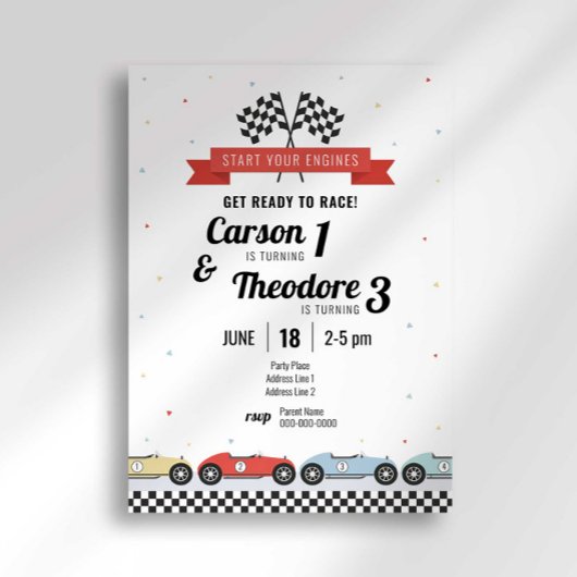  Race Auto Verjaardag Uitnodiging