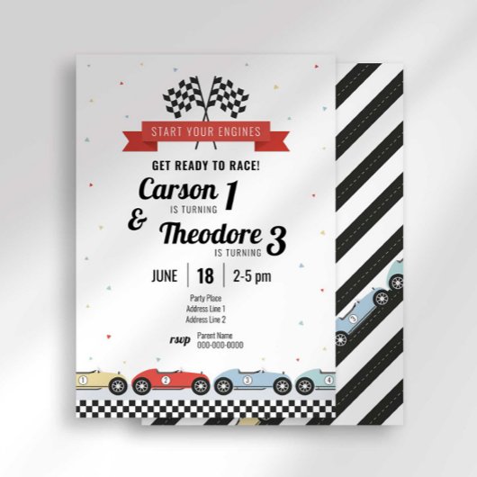  Race Auto Verjaardag Uitnodiging