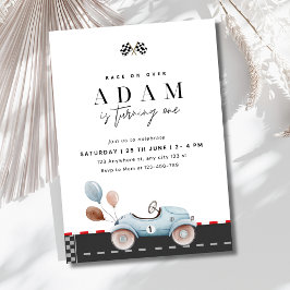 Race Auto Verjaardag Uitnodiging, Fast One Verjaar Kaart