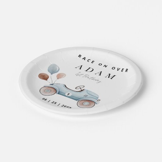 Race Auto Verjaardag Uitnodiging, Fast One Verjaar Papieren Bordje (Gekanteld)