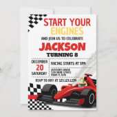 Race Auto Verjaardag Uitnodiging voor Jongens (Voorkant)