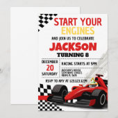 Race Auto Verjaardag Uitnodiging voor Jongens (Voorkant / Achterkant)
