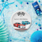 Race Auto Verjaardag, Verjaardag Uitnodiging Papieren Bordje (Feest)