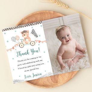 Race Auto Verjaardagsfeest Foto Bedankt Kaart