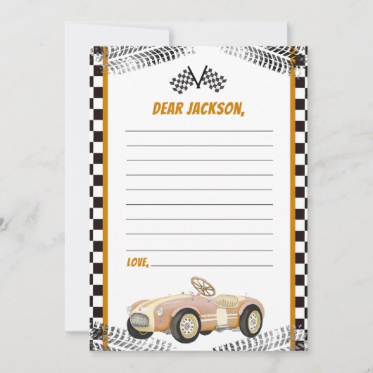 Race Auto Verjaardagsfeest Tijd Capsule Notitiekaa Bedankkaart (Voorkant)