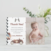 Race auto Verjaardagsfeestfoto Dank u kaart (Staand voorkant)