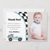 Race auto Verjaardagsfeestfoto Dank u kaart (Voorkant)