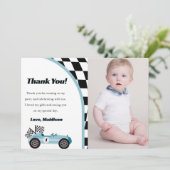 Race auto Verjaardagsfeestfoto Dank u kaart (Staand voorkant)