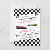 Race auto verjaardagsfeestje - 3x5 uitnodiging (Voorkant)