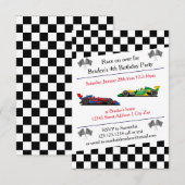 Race auto verjaardagsfeestje - 3x5 uitnodiging (Voorkant / Achterkant)
